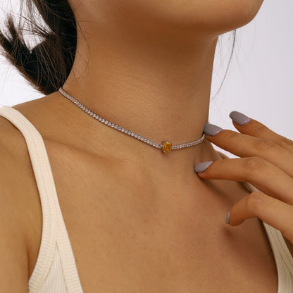 [Love's Uplift]1.0 carat Unique Pear Cut Tennis Necklace