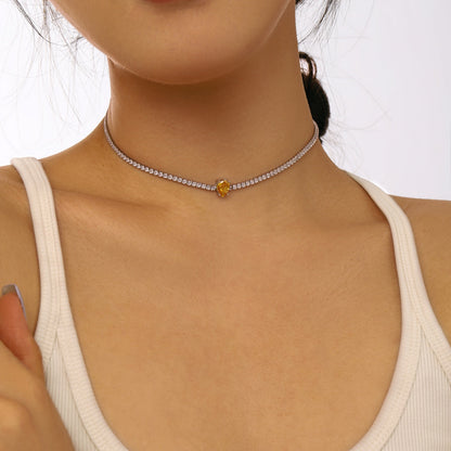 [Love's Uplift]1.0 carat Unique Pear Cut Tennis Necklace
