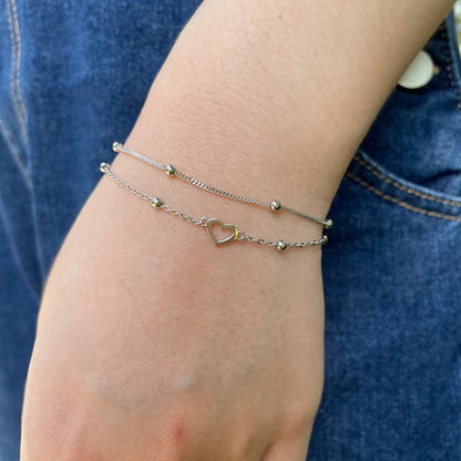 [Love's Uplift]Dainty Double Layer Love Heart Bracelet