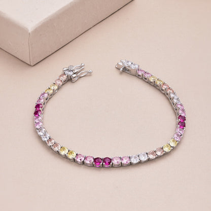 [Love's Uplift]Radiant Colorful Round Cut Tennis Bracelet