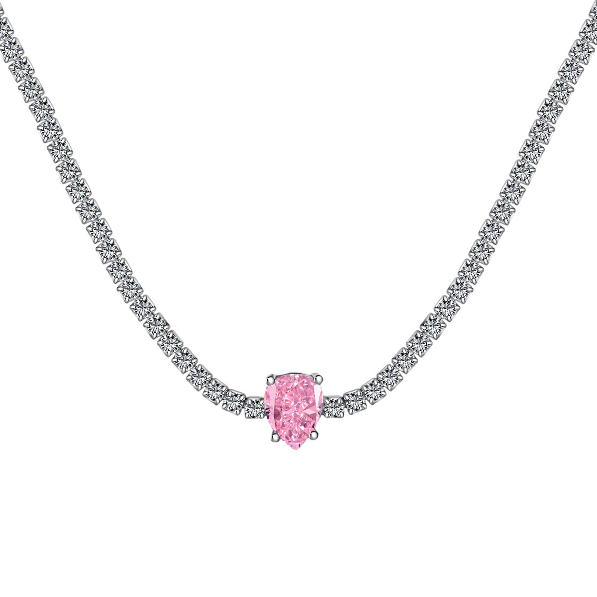 [Love's Uplift]1.0 carat Unique Pear Cut Tennis Necklace