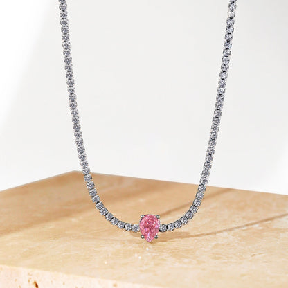 [Love's Uplift]1.0 carat Unique Pear Cut Tennis Necklace