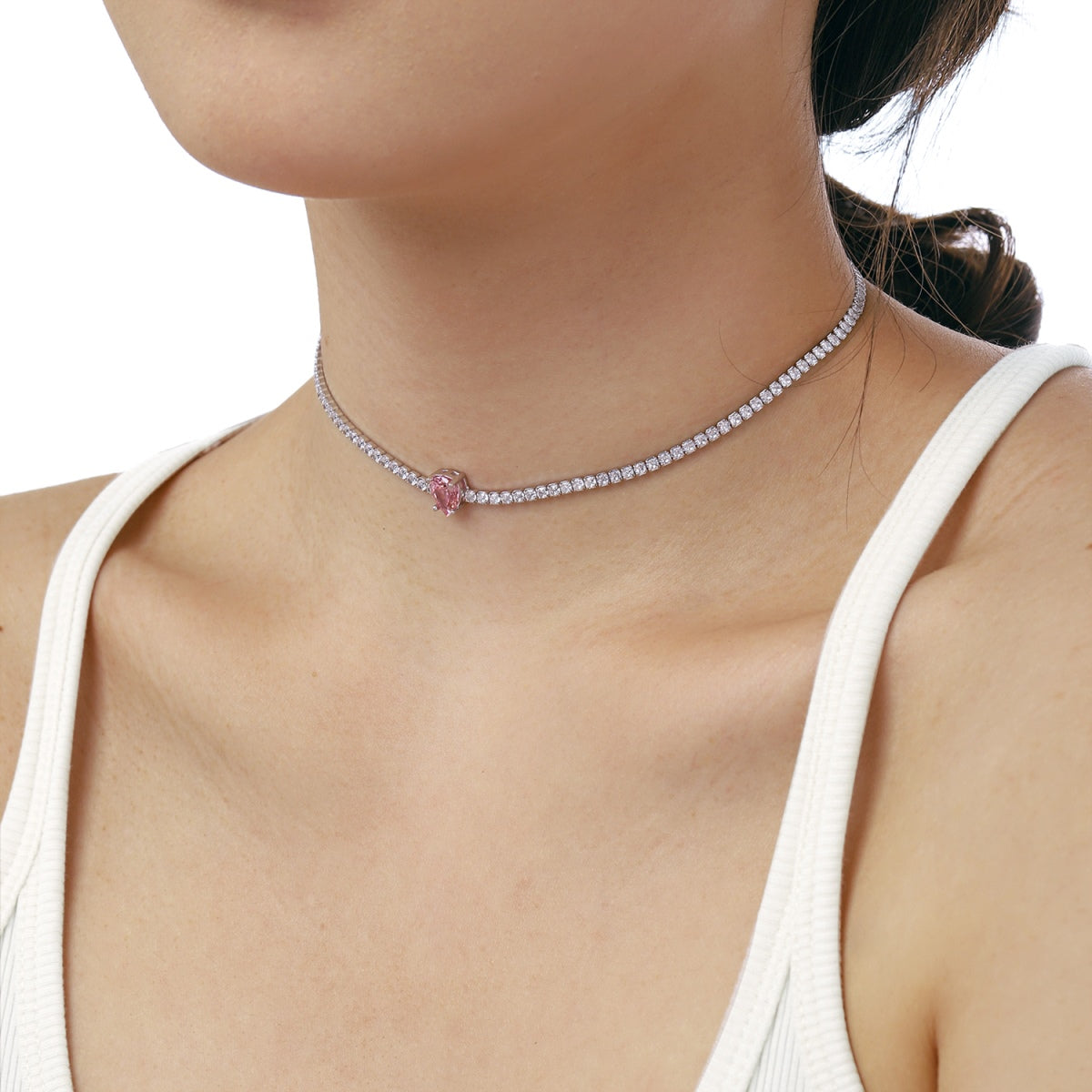 [Love's Uplift]1.0 carat Unique Pear Cut Tennis Necklace