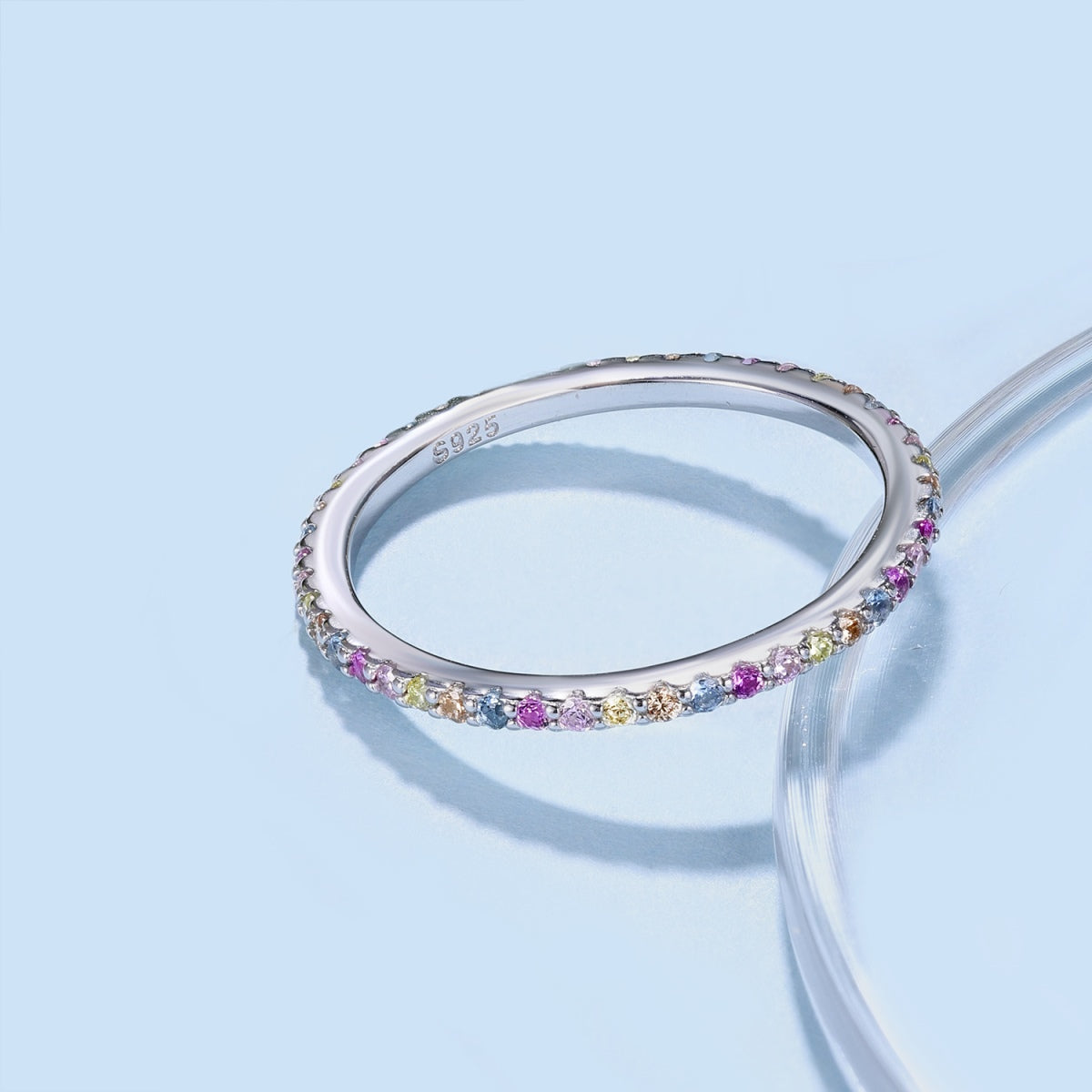 [Love's Uplift]Ornate Colorful Round Cut Tennis Ring