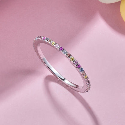[Love's Uplift]Ornate Colorful Round Cut Tennis Ring