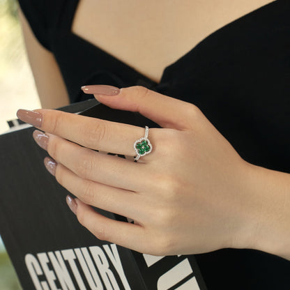 [Love's Uplift]Four Leaf Clover Flower Design Ring