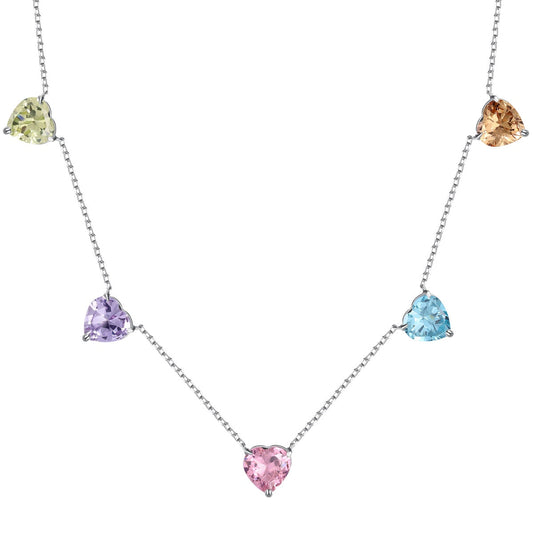 [Love's Uplift]Sparkling Colorful Heart Cut Necklace