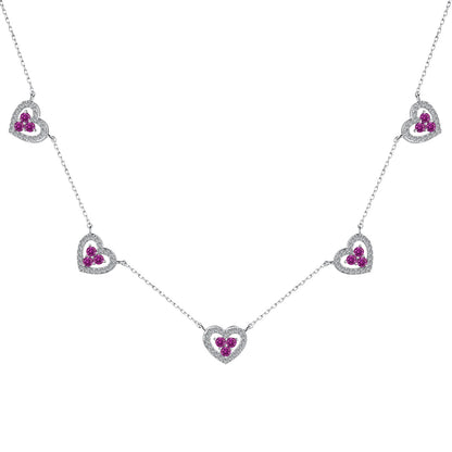[Love's Uplift]Sparkling Five Heart Necklace