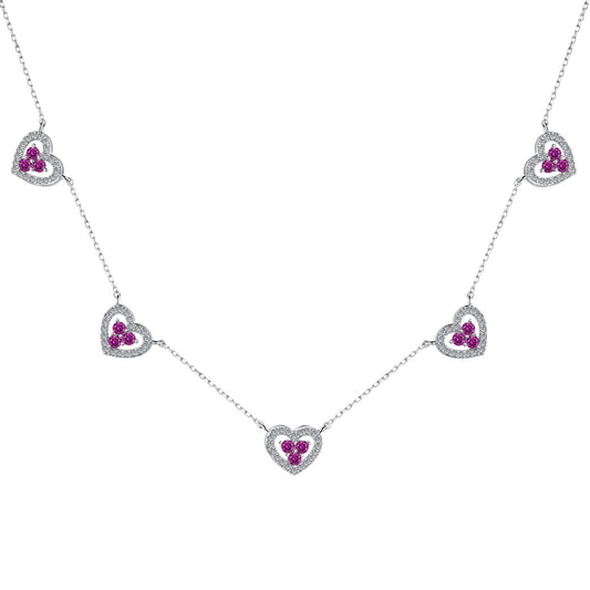 [Love's Uplift]Sparkling Five Heart Necklace