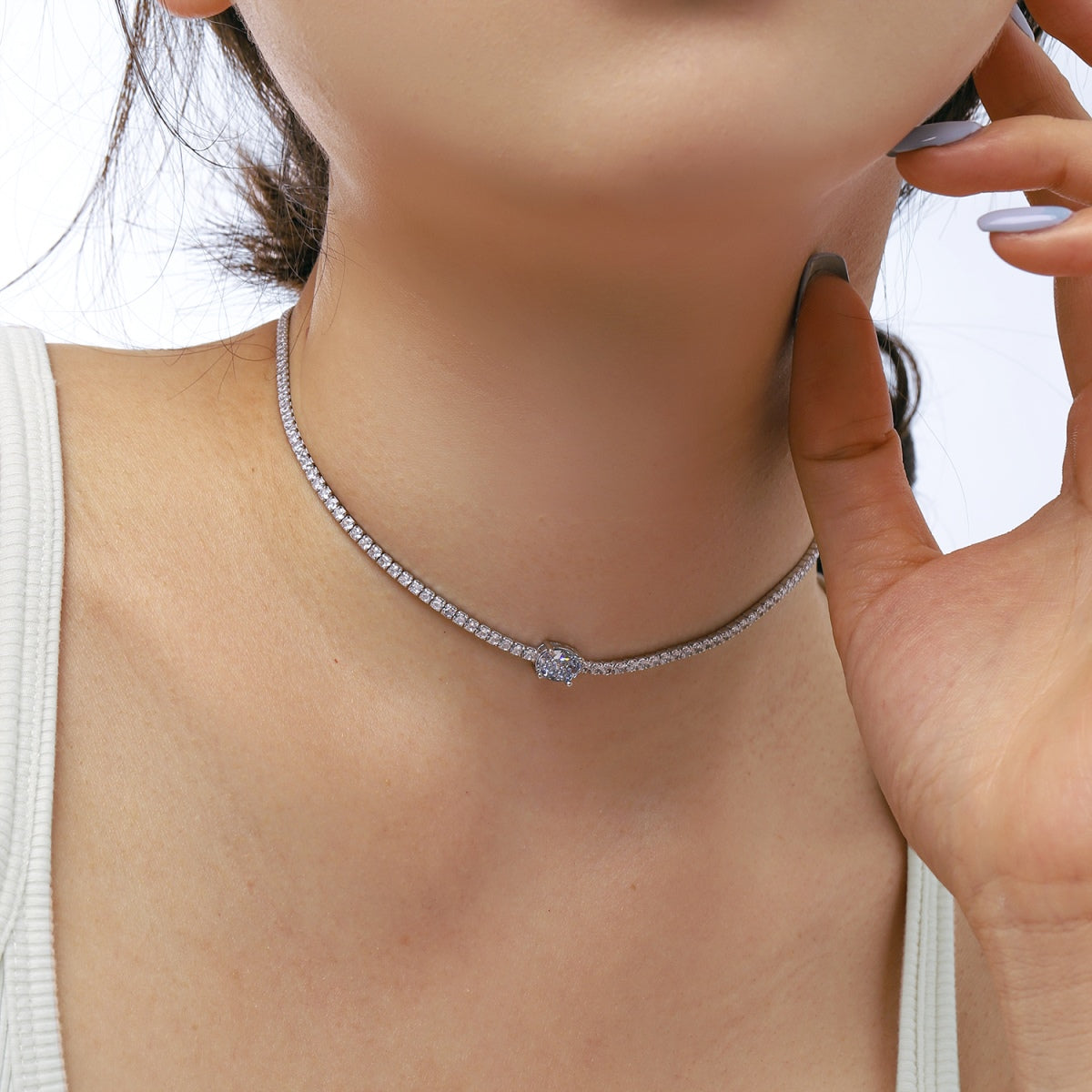 [Love's Uplift]1.0 Carat Shining Oval Cut Necklace