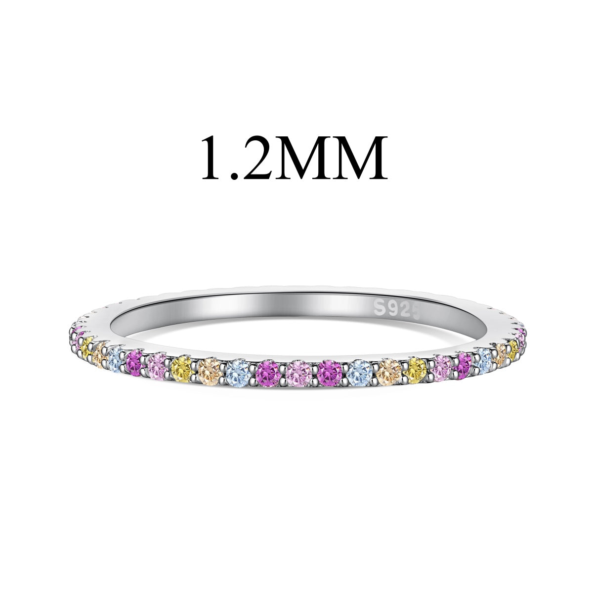 [Love's Uplift]Ornate Colorful Round Cut Tennis Ring