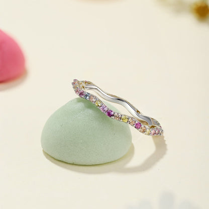 [Love's Uplift]Dainty Colorful Round Cut Party Ring