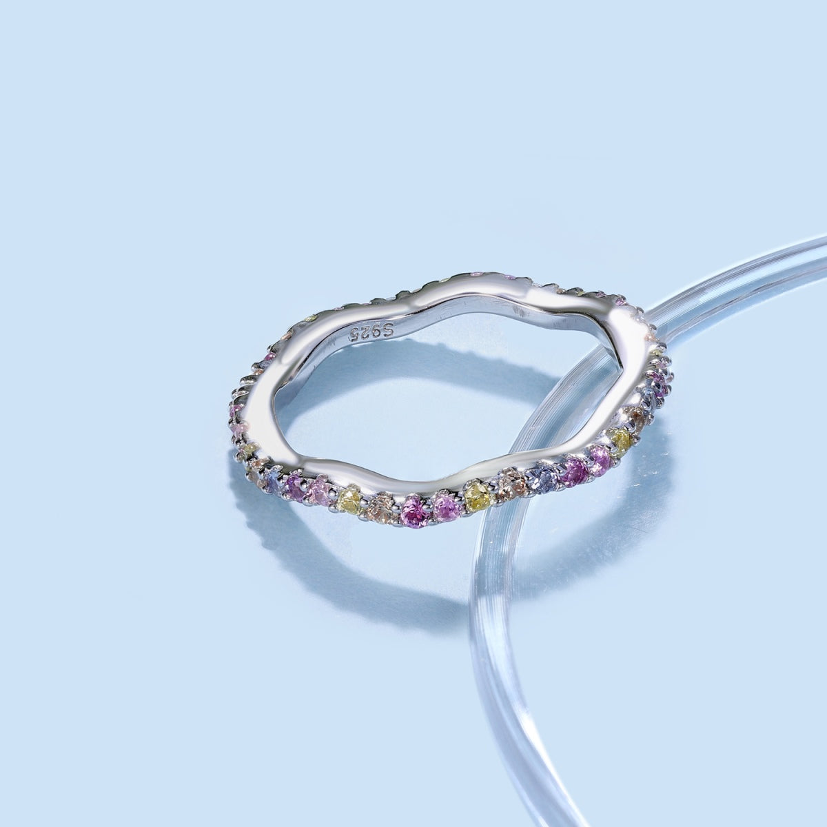 [Love's Uplift]Dainty Colorful Round Cut Party Ring