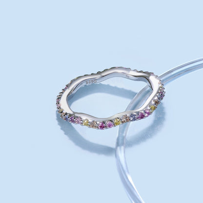[Love's Uplift]Dainty Colorful Round Cut Party Ring