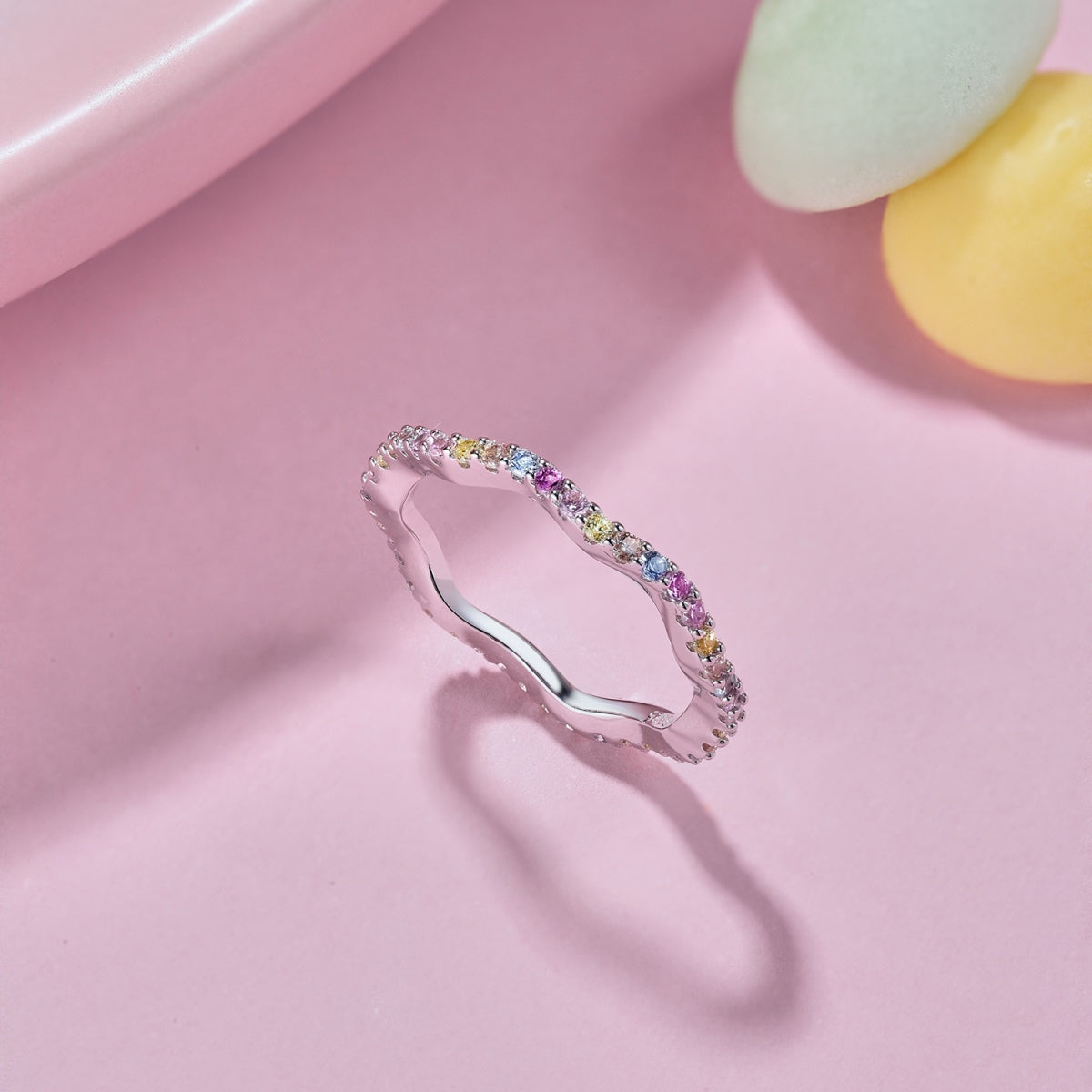 [Love's Uplift]Dainty Colorful Round Cut Party Ring