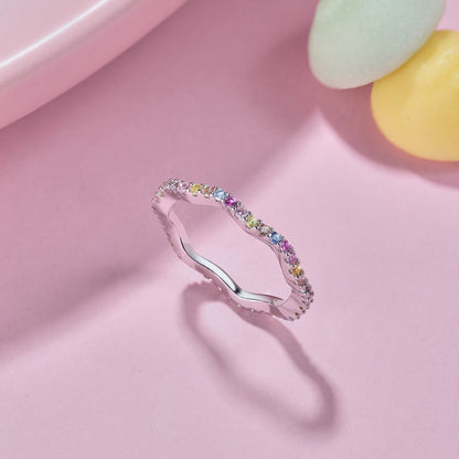 [Love's Uplift]Dainty Colorful Round Cut Party Ring