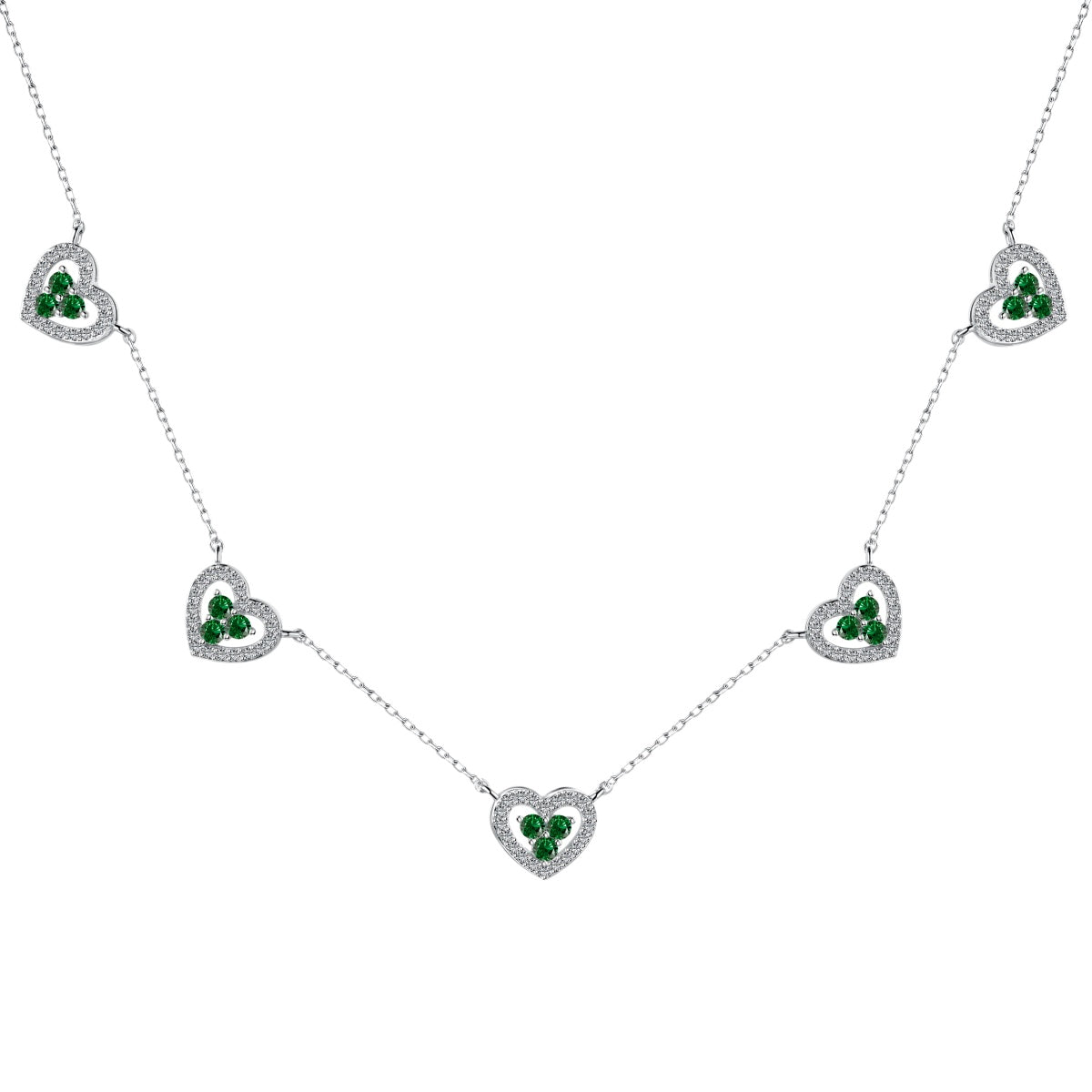 [Love's Uplift]Sparkling Five Heart Necklace