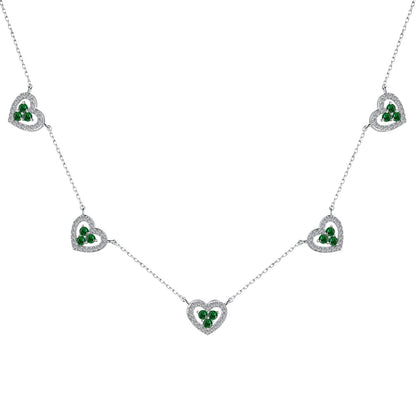 [Love's Uplift]Sparkling Five Heart Necklace