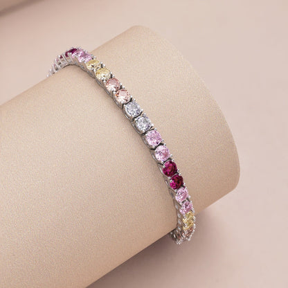 [Love's Uplift]Radiant Colorful Round Cut Tennis Bracelet