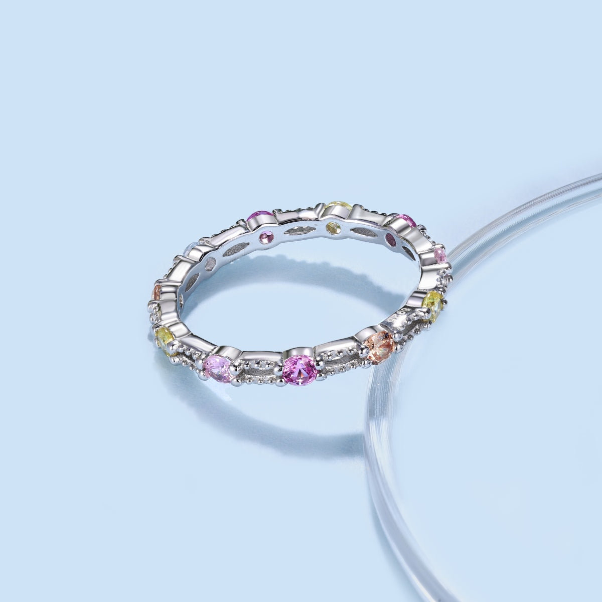 [Love's Uplift]Sparkling Colorful Round Cut Tennis Ring
