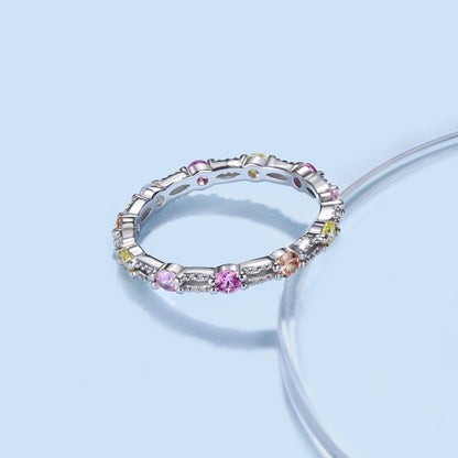 [Love's Uplift]Sparkling Colorful Round Cut Tennis Ring