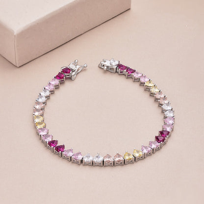 [Love's Uplift]Luxurious Colorful Romantic Heart Shape Lover Bracelet