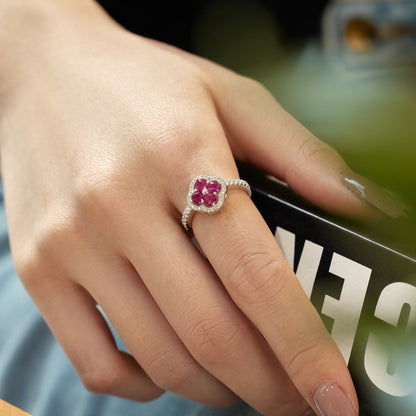 [Love's Uplift]Four Leaf Clover Flower Design Ring