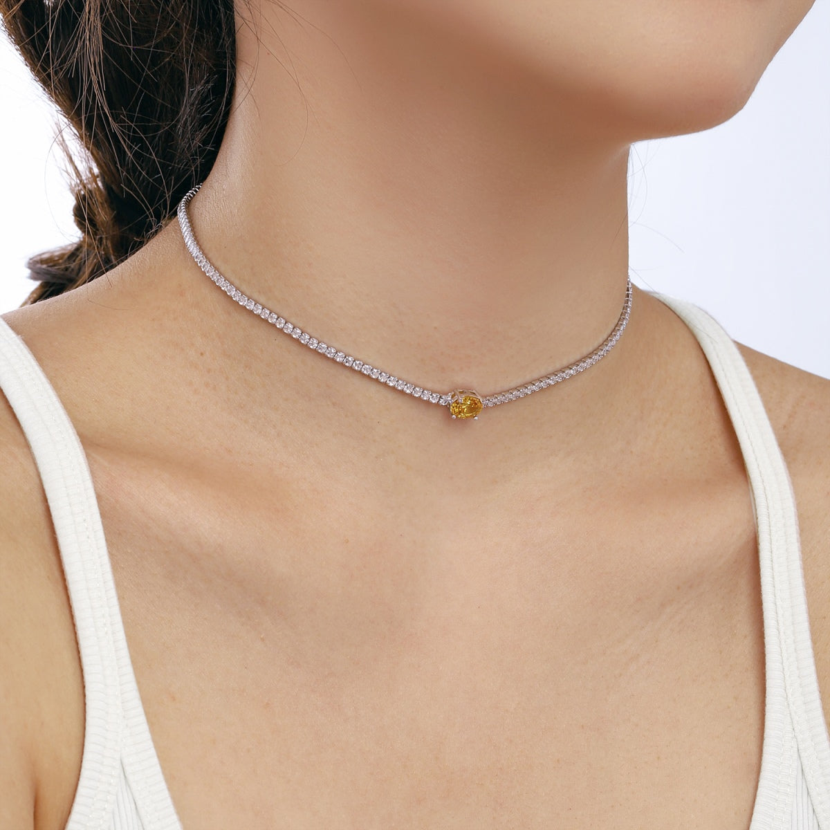 [Love's Uplift]1.0 Carat Shining Oval Cut Necklace