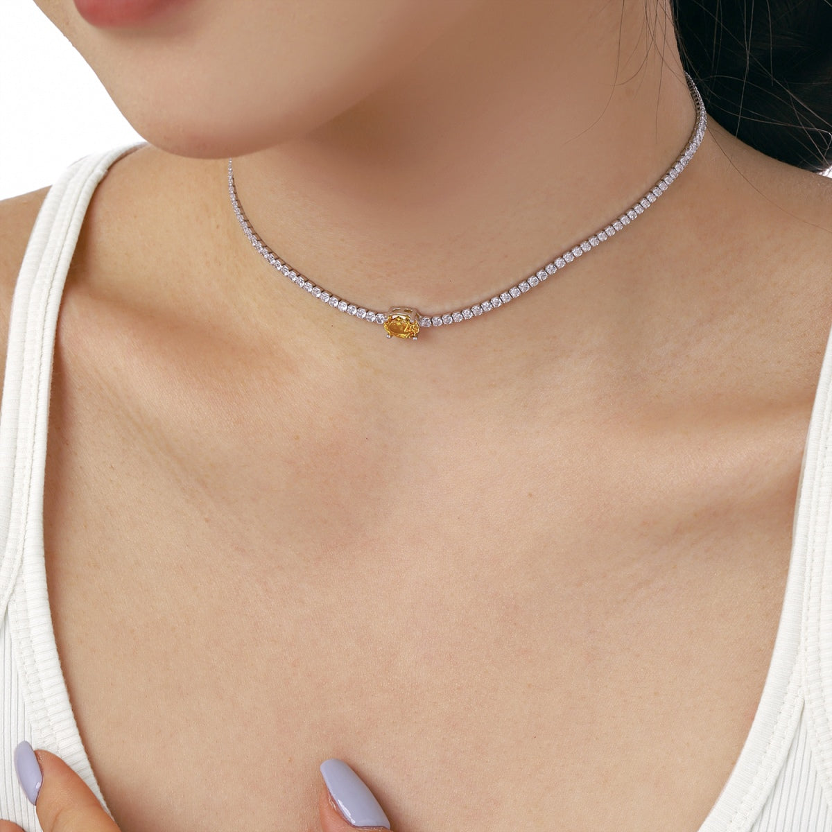 [Love's Uplift]1.0 Carat Shining Oval Cut Necklace