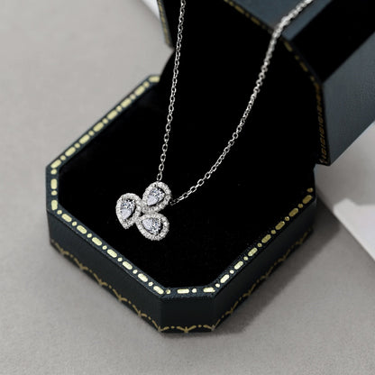 [Love's Uplift]Elegant Flower Shape Pear Cut Necklace