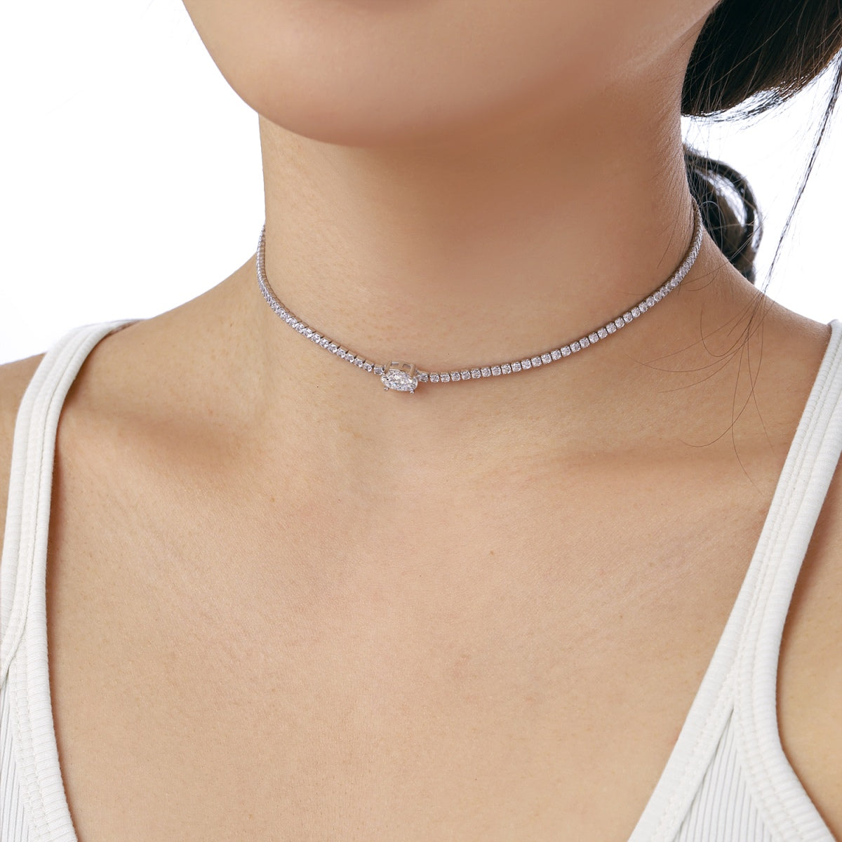 [Love's Uplift]1.0 Carat Shining Oval Cut Necklace