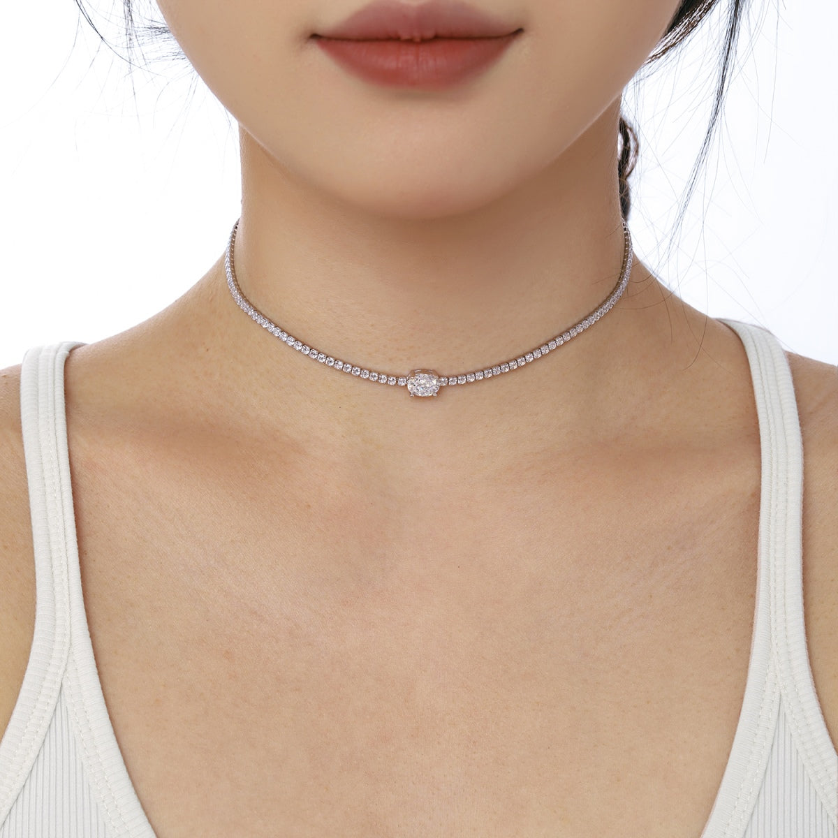 [Love's Uplift]1.0 Carat Shining Oval Cut Necklace