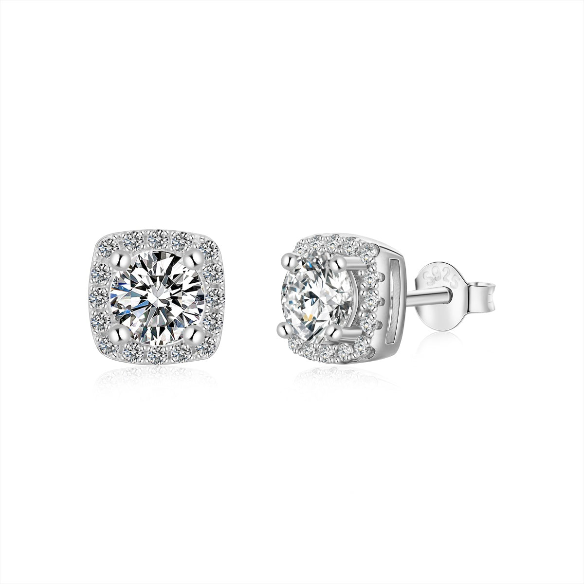 [Love's Uplift]Classic Round Center Stone Stud Earrings