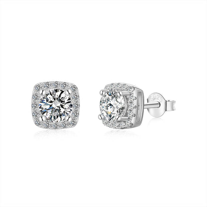[Love's Uplift]Classic Round Center Stone Stud Earrings