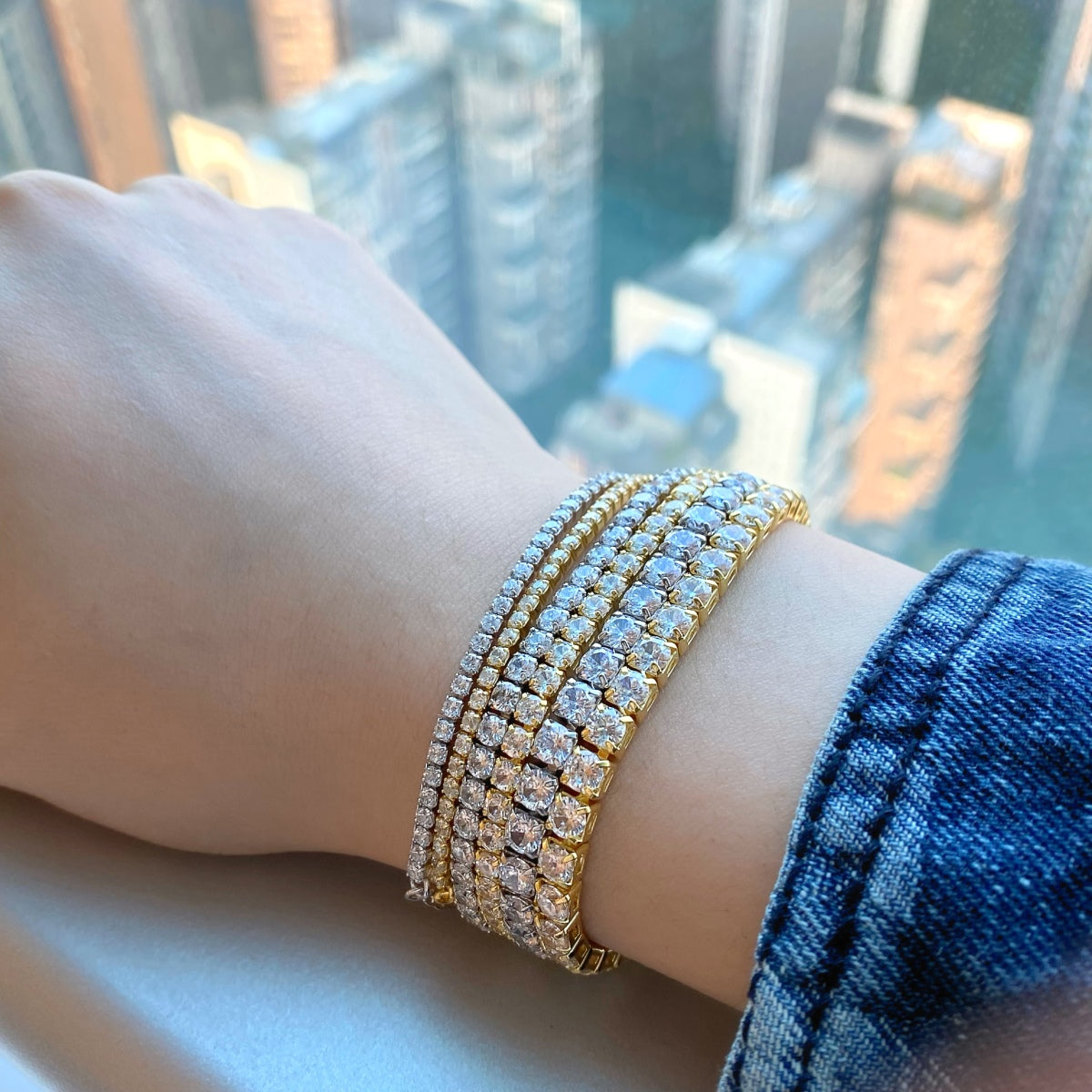 [Love's Uplift]Sparkling Radiant Princess Cut Tennis Bracelet
