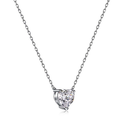 [Love's Uplift]Heart Shape Main Stone Pendant Collarbone Necklace