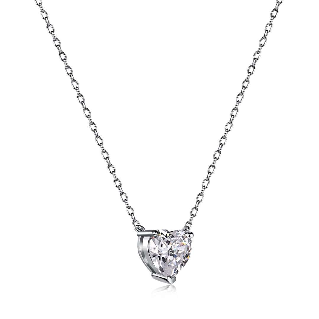 [Love's Uplift]Heart Shape Main Stone Pendant Collarbone Necklace