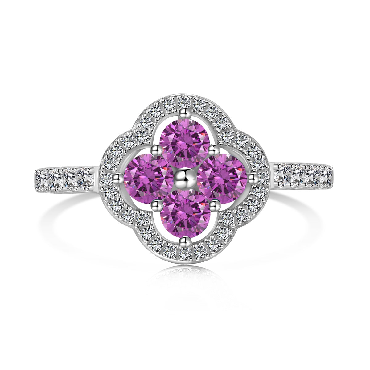 [Love's Uplift]Four Leaf Clover Flower Design Ring