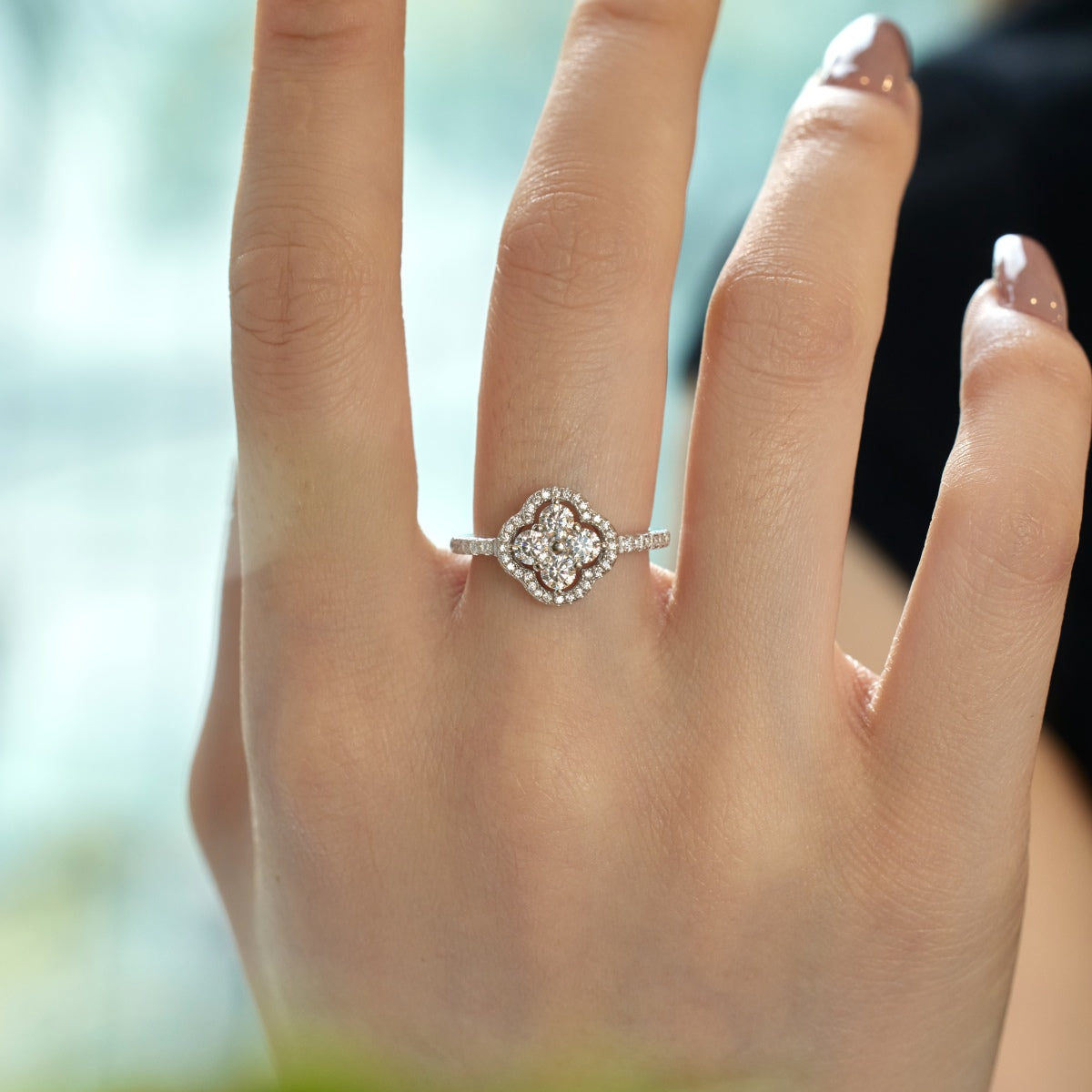 [Love's Uplift]Four Leaf Clover Flower Design Ring