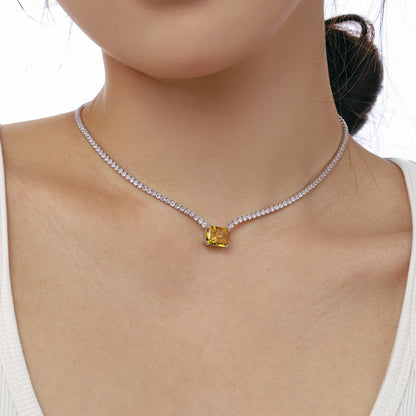 [Love's Uplift]4.0 Carat Elegant Radiant Cut Necklace