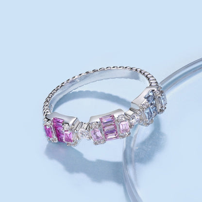 [Love's Uplift]Unique Colorful Emerald Cut Party Ring
