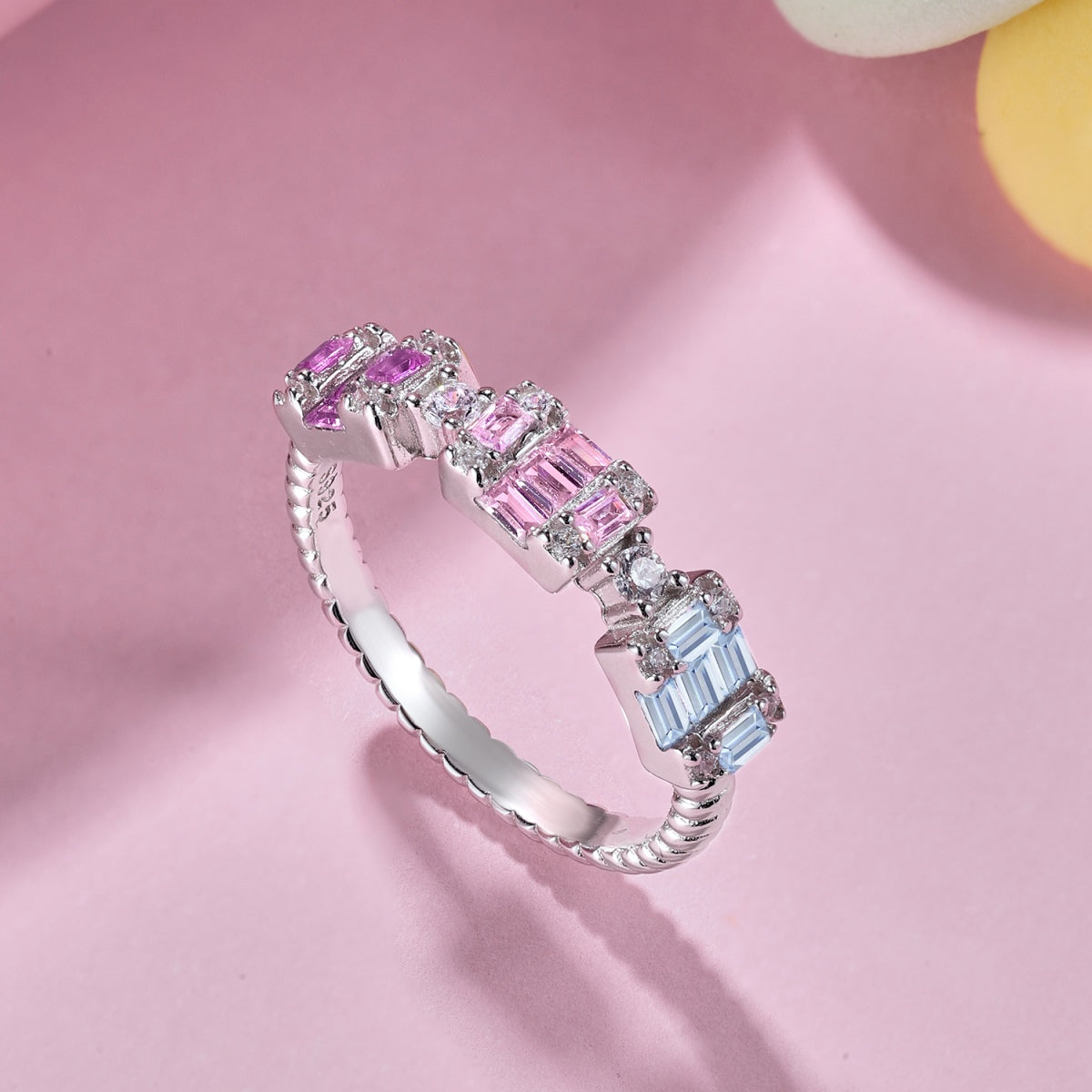 [Love's Uplift]Unique Colorful Emerald Cut Party Ring