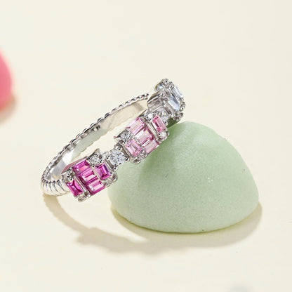 [Love's Uplift]Unique Colorful Emerald Cut Party Ring