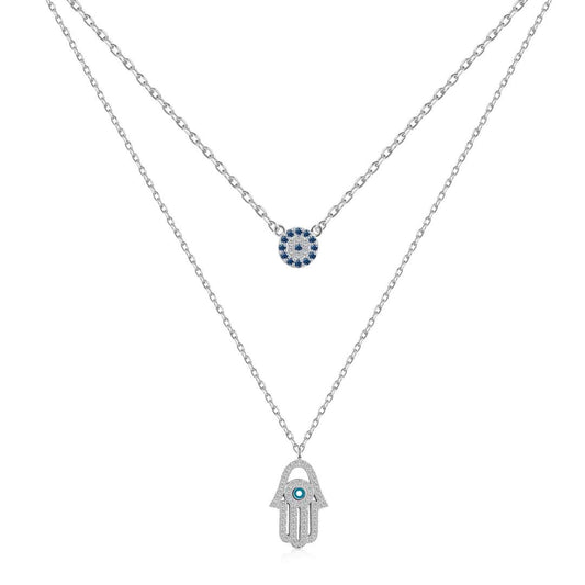 [Love's Uplift]Demon Eye Hamsa Palm Necklace