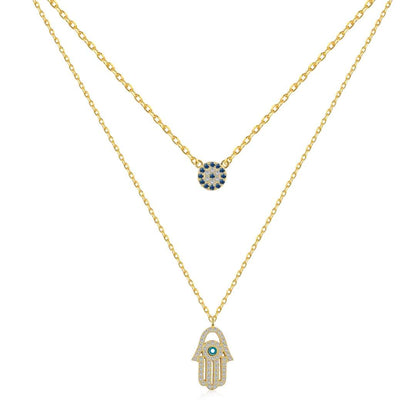[Love's Uplift]Demon Eye Hamsa Palm Necklace