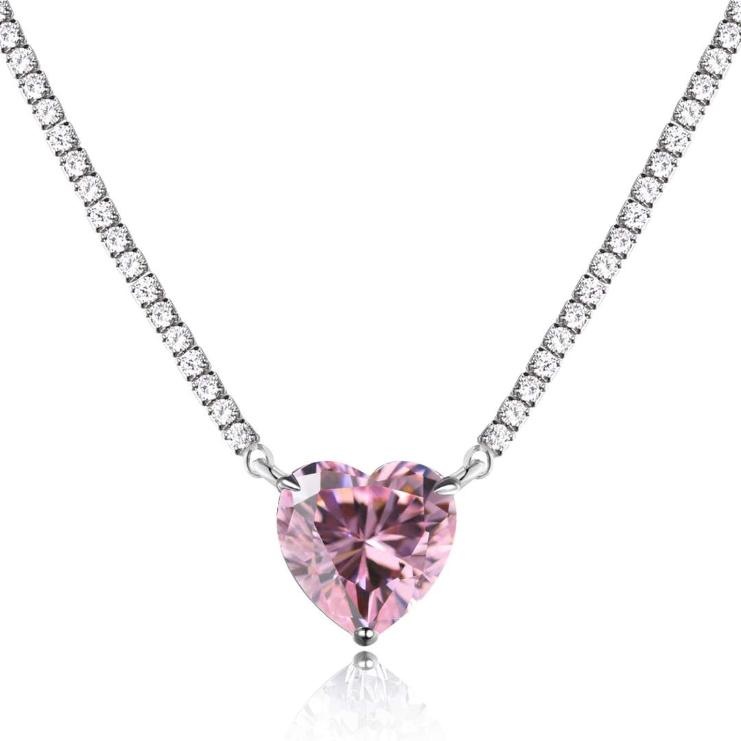 [Love's Uplift]8.0 Carat Versatile Colorful Sweet Heart-Shaped Tennis Necklace