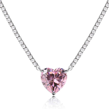 [Love's Uplift]8.0 Carat Versatile Colorful Sweet Heart-Shaped Tennis Necklace