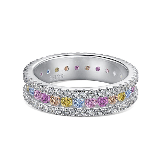 [Love's Uplift]Delicate Colorful Round Cut Daily Ring