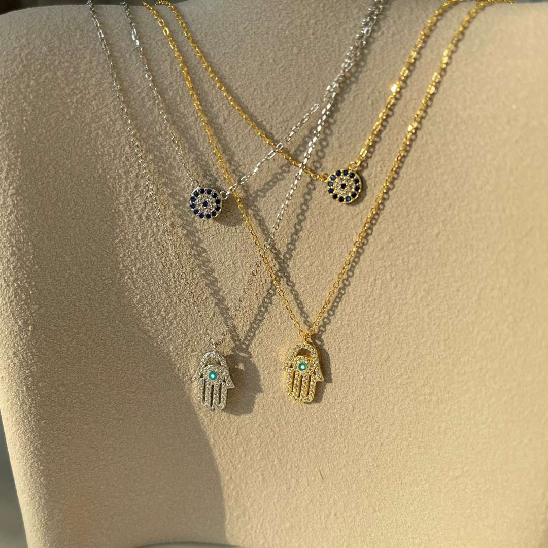 [Love's Uplift]Demon Eye Hamsa Palm Necklace