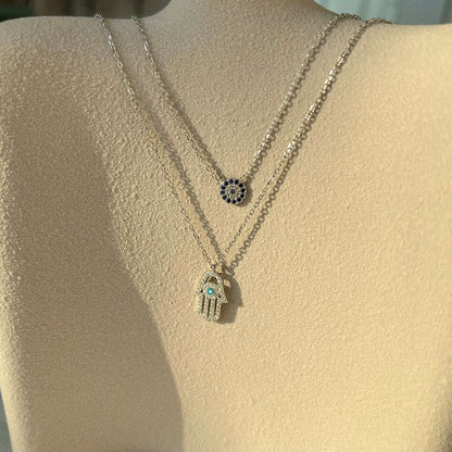 [Love's Uplift]Demon Eye Hamsa Palm Necklace